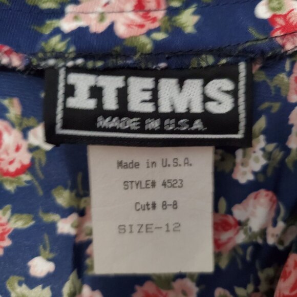 Vintage 80s Floral Power Mom Dress, ITEMS Made in USA, 12 - Picture 8 of 8